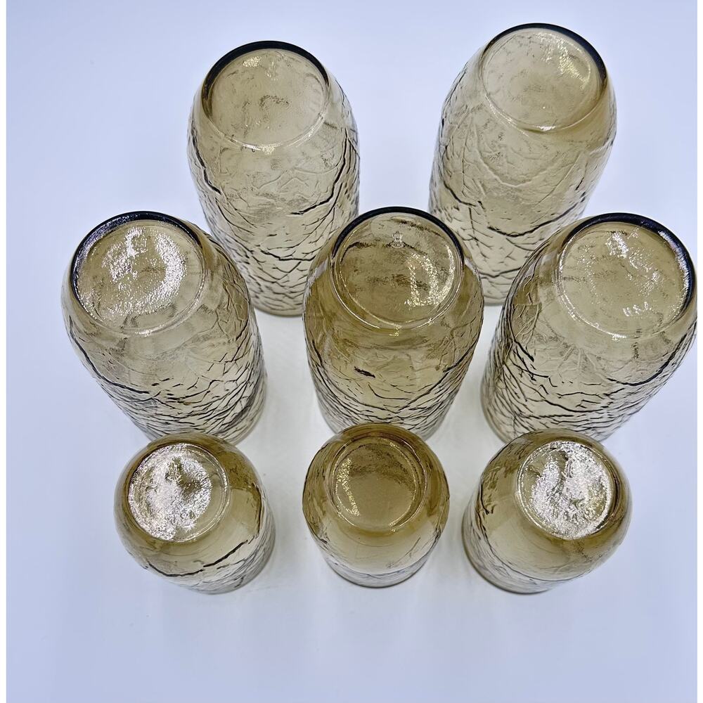 Anchor Hocking Vintage Brown Sherwood Crinkle Juice & Water Drinking Glasses 8pc - Picture 4 of 8